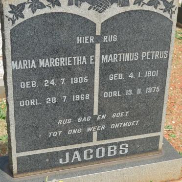 JACOBS Martinus Petrus 1901-1975 &amp; Maria Margrietha E. 1905-1968