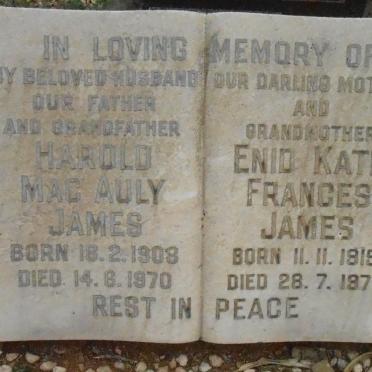 JAMES Harold Mac Auly 1908-1970 &amp; Enid Kate Frances 1915-1977