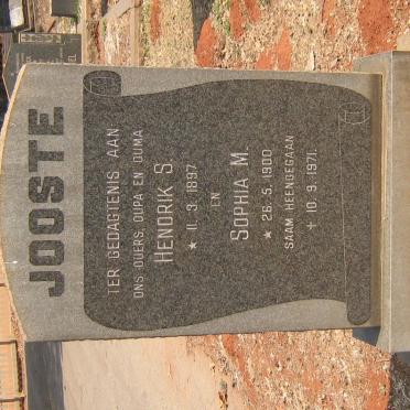 JOOSTE Hendrik S. 1897-1971 &amp; Sophia M. 1900-1971