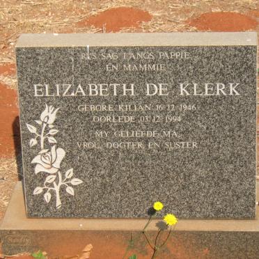 KLERK Elizabeth, de nee KILIAN 1946-1994