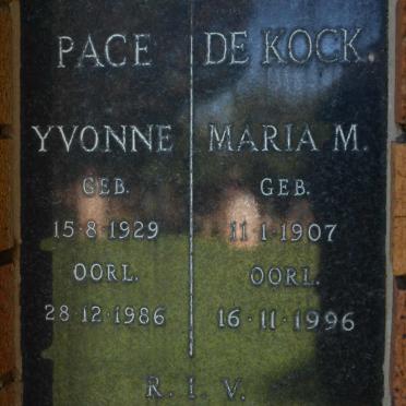 KOCK Maria M., de 1907-1996 :: PACE Yvonne 1929-1986