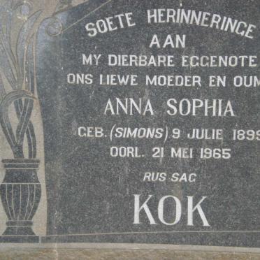 KOK Anna Sophia nee SIMONS 1899-1965