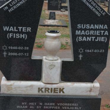 KRIEK Walter 1940-2006 &amp; Susanna Magrieta 1947-