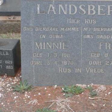 LANDSBERG Fred 1902-1968 &amp; Minnie 1911-1970 :: LANDSBERG Priscilla 1929-1983