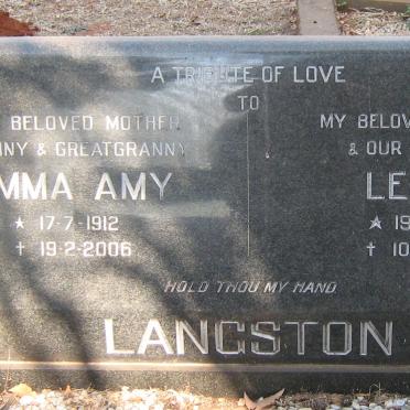 LANGSTON Leslie 1908-1962 &amp; Emma Amy 1912-2006