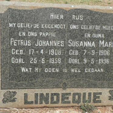 LINDEQUE Petrus Johannes 1908-1958 &amp; Susanna Maria 1906-1996