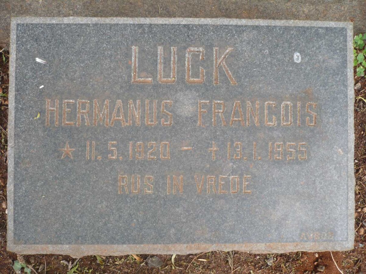 LUCK Hermanus Francois 1920-1955