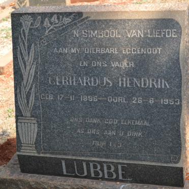LUBBE Gerhardus Hendrik 1896-1953