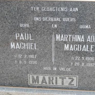 MARITZ Paul Machiel 1907-1996 &amp; Marthina Adriana Magdalena 1906-1992