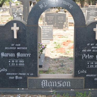 MANSON Peter Mancer 1895-1961 &amp; Marian Mancer 1901-1993