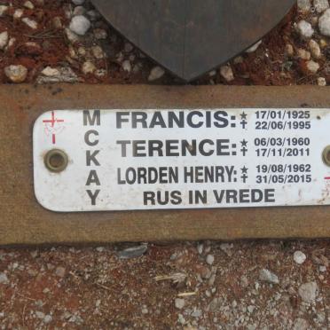 McKAY Francis 1925-1995 :: McKAY Terence 1960-2011 :: McKAY Lorden Henry 1962-2015