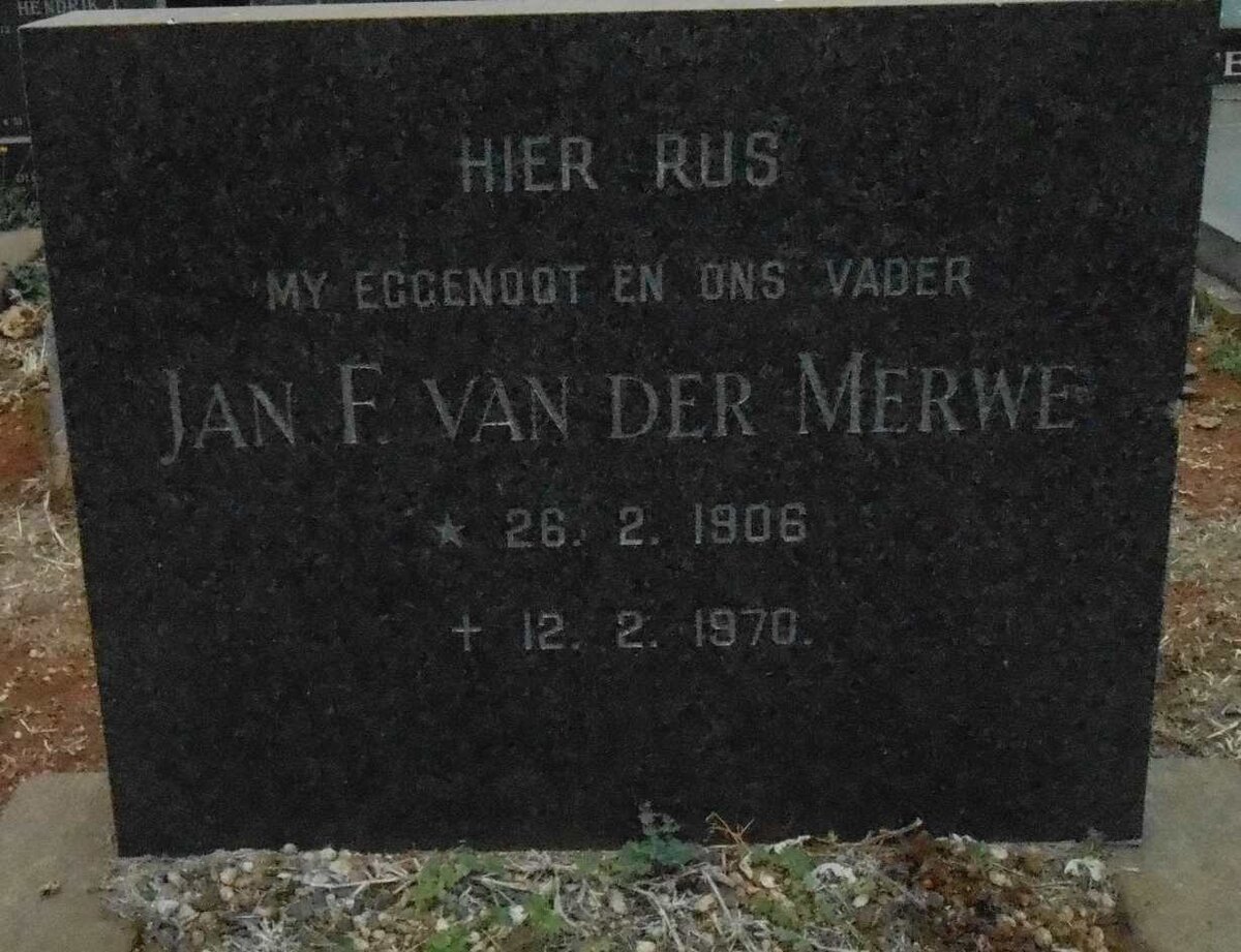 MERWE Jan F., van der 1906-1970