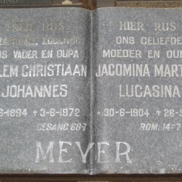 MEYER Willem Christiaan Johannes 1894-1972 &amp; Jacomina Martina Lucasina 1904-1981