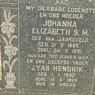 MERWE Zyas Hendrik 1892-1959, v.d. &amp; Johanna Elizabeth S.M. VAN JAARSVELD 1885-1951