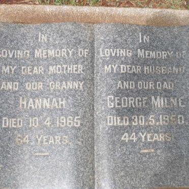 MILNE George -1950 &amp; Hannah -1965