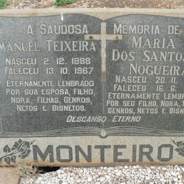 MONTEIRO Manuel Teixeira 1888-1967 &amp; Maria Dos Santos NOGUEIRA 1887-1972
