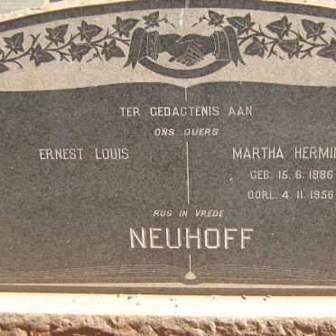 NEUHOFF Ernest Louis &amp; Martha Hermina 1886-1956