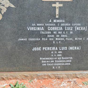 NERA José Pereira Luis 1891-1980 &amp; Virginia Correia Luiz -1956