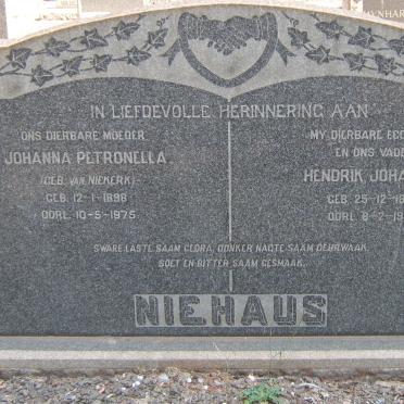 NIEHAUS Hendrik Johannes 1896-1953 &amp; Johanna Petronella VAN NIEKERK 1898-1975
