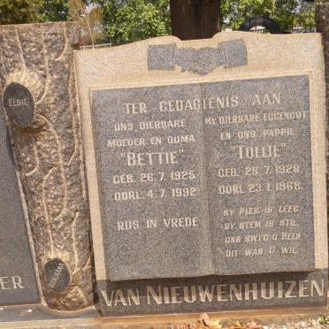 NIEUWENHUIZEN Tollie, van 1928-1968 &amp; Bettie 1925-1992