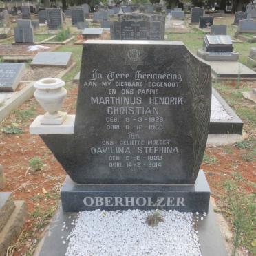 OBERHOLZER Marthinus Hendrik Christian 1929-1969 &amp; Davilina Stephina 1933-2014