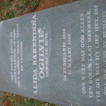 OGILVIE Alida Barendina nee DU BUYS 1924-1996