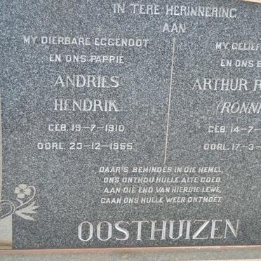 OOSTHUIZEN Andries Hendrik 1910-1955 :: OOSTHUIZEN Arthur Ronald 1933-1950