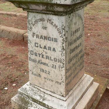 OSTERLOH Ernst Frederick Conrad -1908 &amp; Francis  Clara -1922