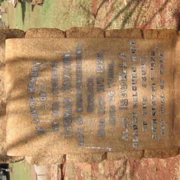 PAXTON Thomas -1920 &amp; Isabella -1926