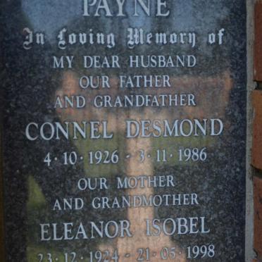 PAYNE Connel Desmond 1926-1986 &amp; Eleanor Isobel 1924-1998