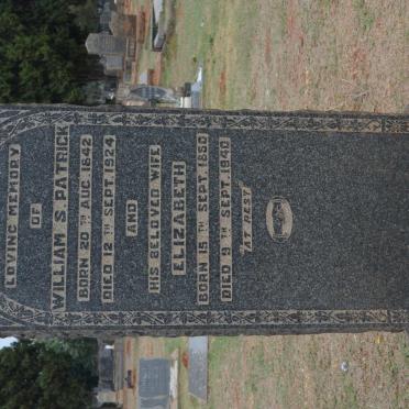 PATRICK William S. 1842-1924 &amp; Elizabeth 1850-1940