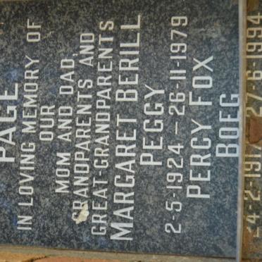 PAGE Percy Fox Boeg 1917-1994 &amp; Margaret Berill Peggy 1924-1979