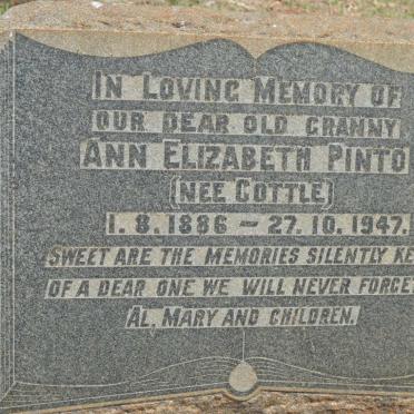 PINTO Ann Elizabeth nee COTTLE 1886-1947