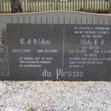 PLESSIS C.J.H., du 1922-1998 &amp; Alida H.J. COETZEE 1924-1963