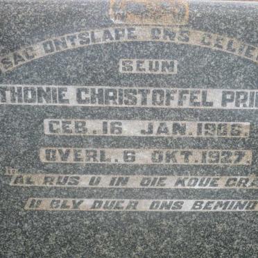 PRINSLOO Anthonie Christoffel 1906-1927