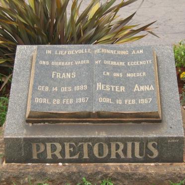 PRETORIUS Frans 1889-1967 &amp; Hester Anna -1957