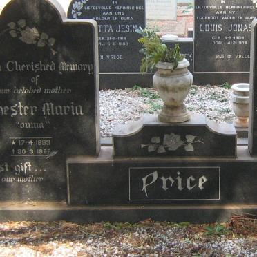 PRICE Frederick Andries 1892-1962 &amp; Hester Maria 1899-1982