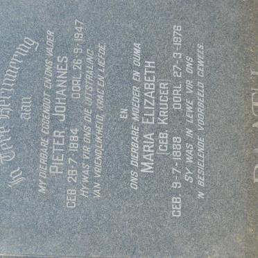 RAATH Pieter Johannes 1884-1947 &amp; Maria Elizabeth KRUGER 1888-1976