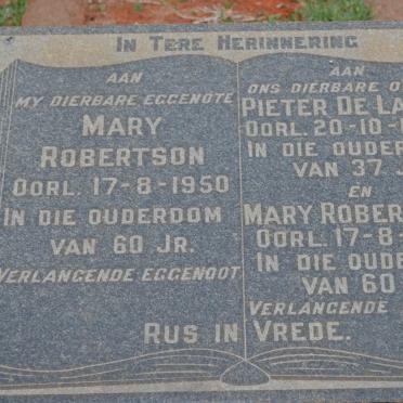 REY Pieter, de la -1920 &amp; ROBERTSON Mary -1950