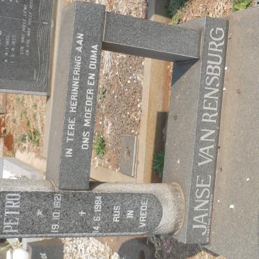 RENSBURG Petro, Janse van 1921-1984