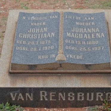 RENSBURG Johan Christiaan, van 1875-1920 &amp; Johanna Magdalena 1880-1937
