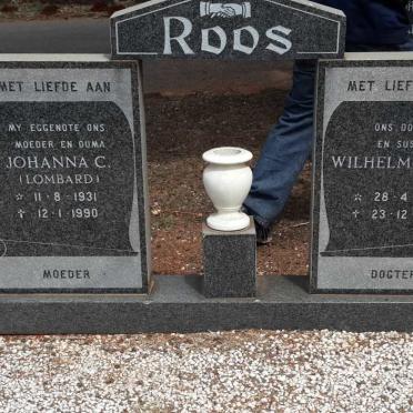 ROOS Johanna C. nee LOMBARD 1931-1990 :: ROOS Wilhelmina C. 1939-1967