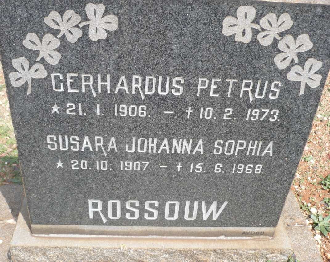 ROSSOUW Gerhardus Petrus 1906-1973 &amp; Susara Johanna Sophia 1907-1968