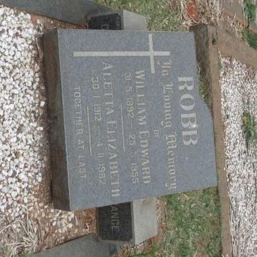 ROBB William Edward 1892-1955 &amp; Aletta Elizabeth 1912-1982