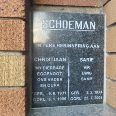 SCHOEMAN Christiaan 1931-1996 &amp; Sarie 1933-2008