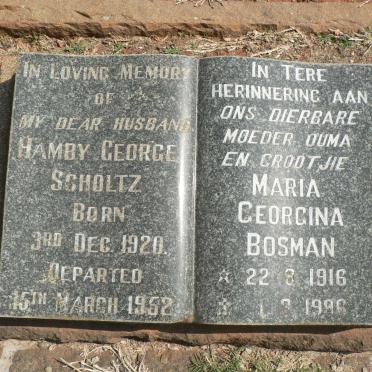 SCHOLTZ Hamby George 1920-1952 &amp; Maria Georgina BOSMAN 1916-1996