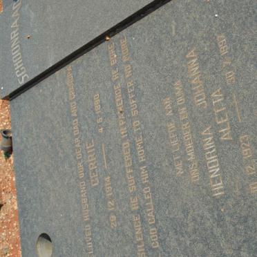 SCHOONRAAD Gerrie 1914-1980 &amp; Hendrina Johanna Aletta 1923-1997