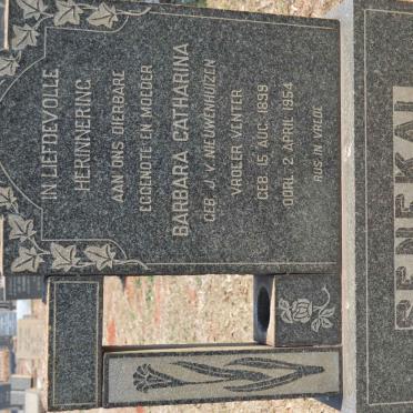 SENEKAL Barbara Catharina voorheen VENTER nee J. V. NIEUWENHUIZEN 1899-1954