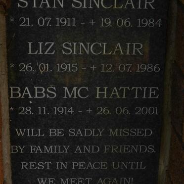 SINCLAIR Stan 1911-1984 &amp; Liz 1915-1986 :: McHATTIE Babs 1914-2001