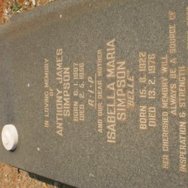SIMPSON Anthony James 1907-1956 &amp; Isabella Maria 1922-1976
